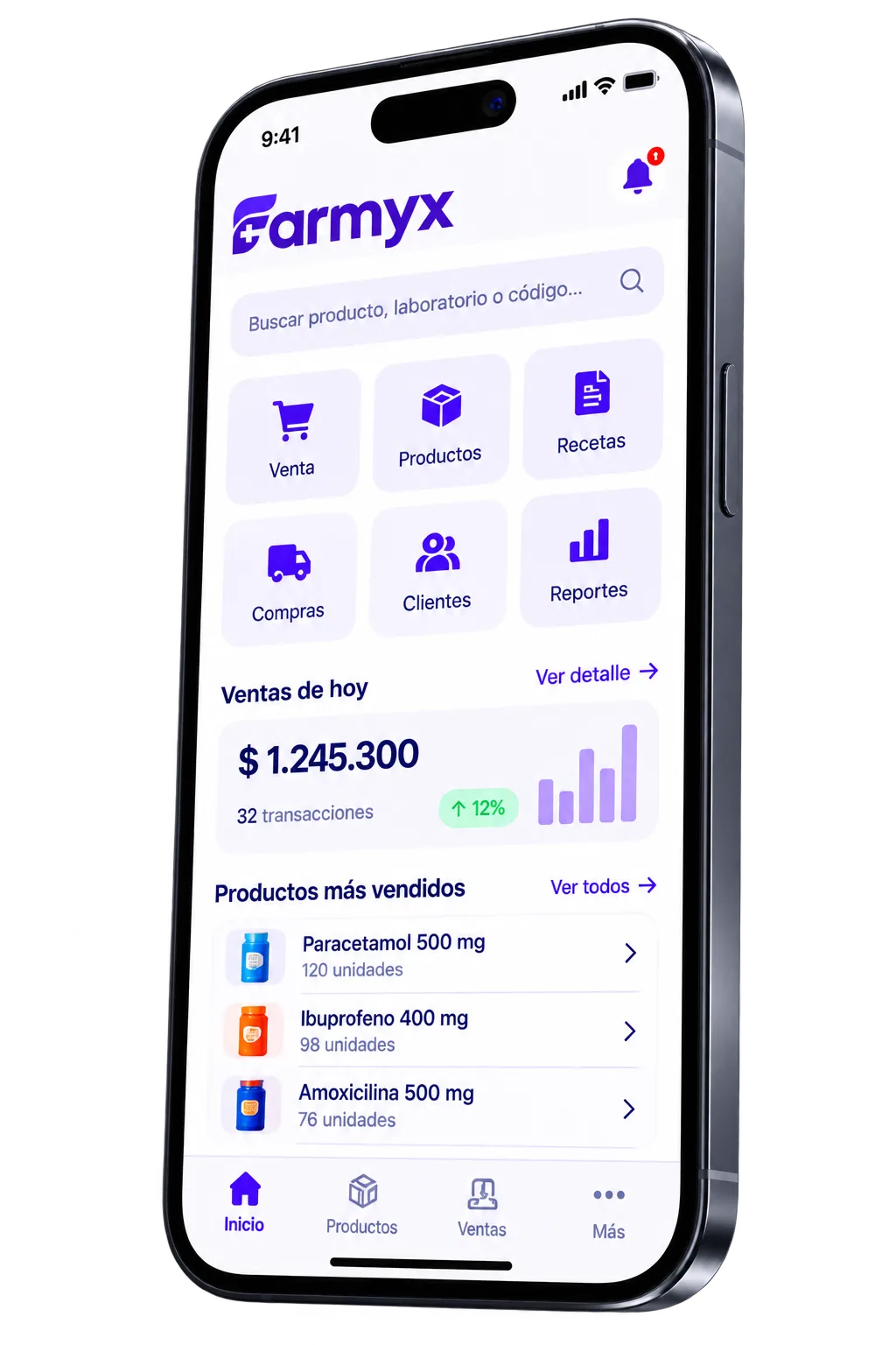 Farmyx abierto en el navegador de un teléfono
